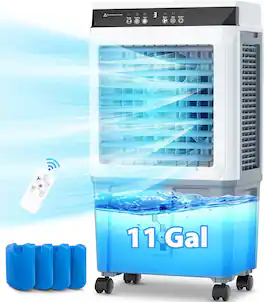 Nordic Hygge - 3500 CFM Portable Evaporative Air Cooler Fan Humidifier Indoor/Outdoor up to 1800 Sq Ft in White