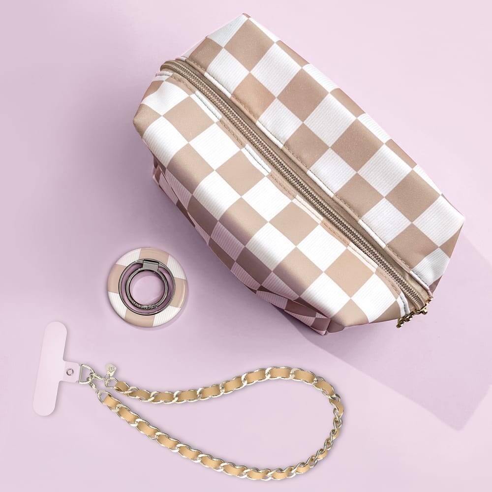 Alt View 7. VELVET CAVIAR - Fashion Set with Phone Charm, Grip Ring, and Travel Bag - Beige Multicolor.