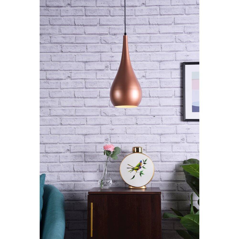Alt View 4. Living District - Nora 1 Light Honey Gold Pendant - Honey Gold.
