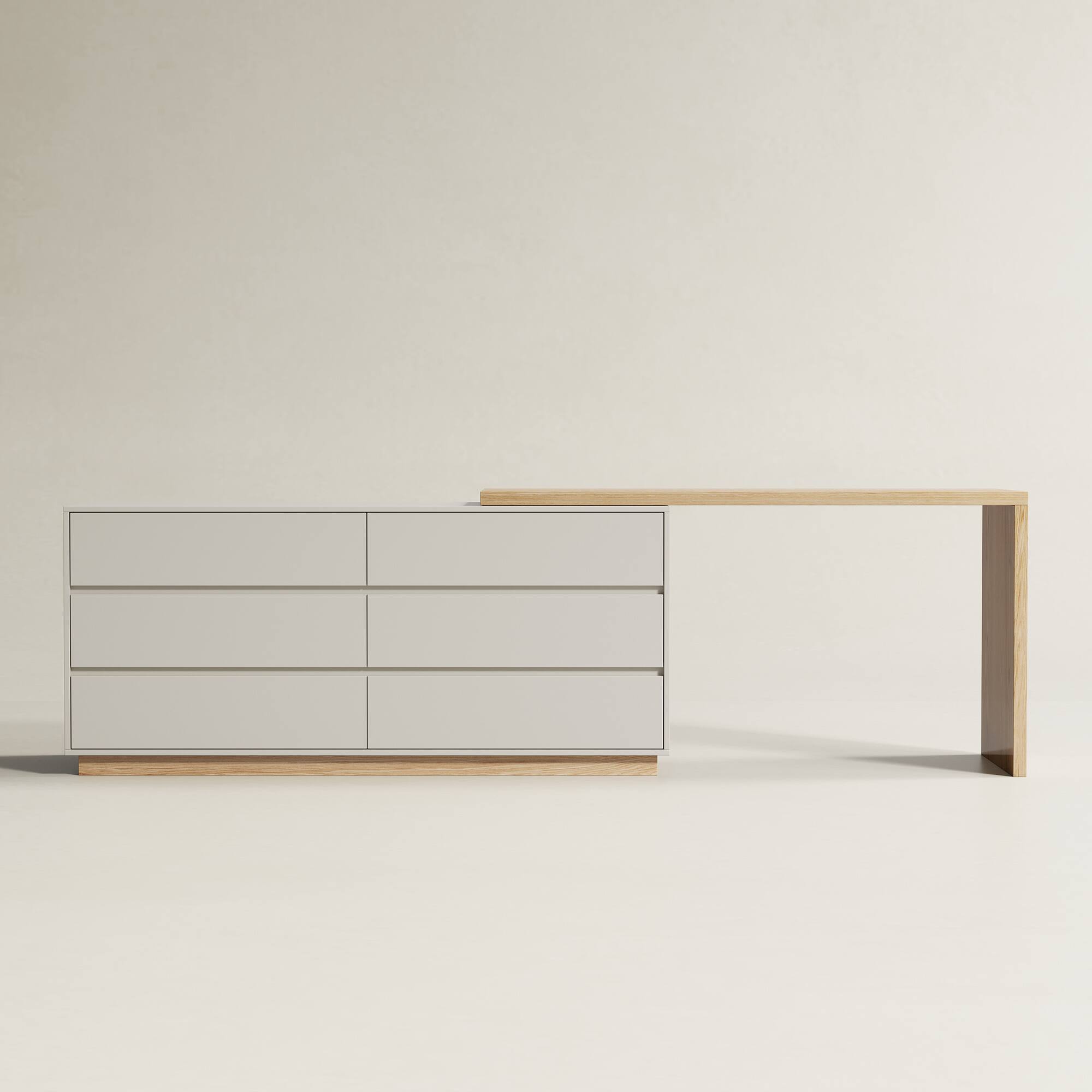 Alt View 5. luck idea - Retractable Desk, Dressing Table, Storage Cabinet - Natural wood color.