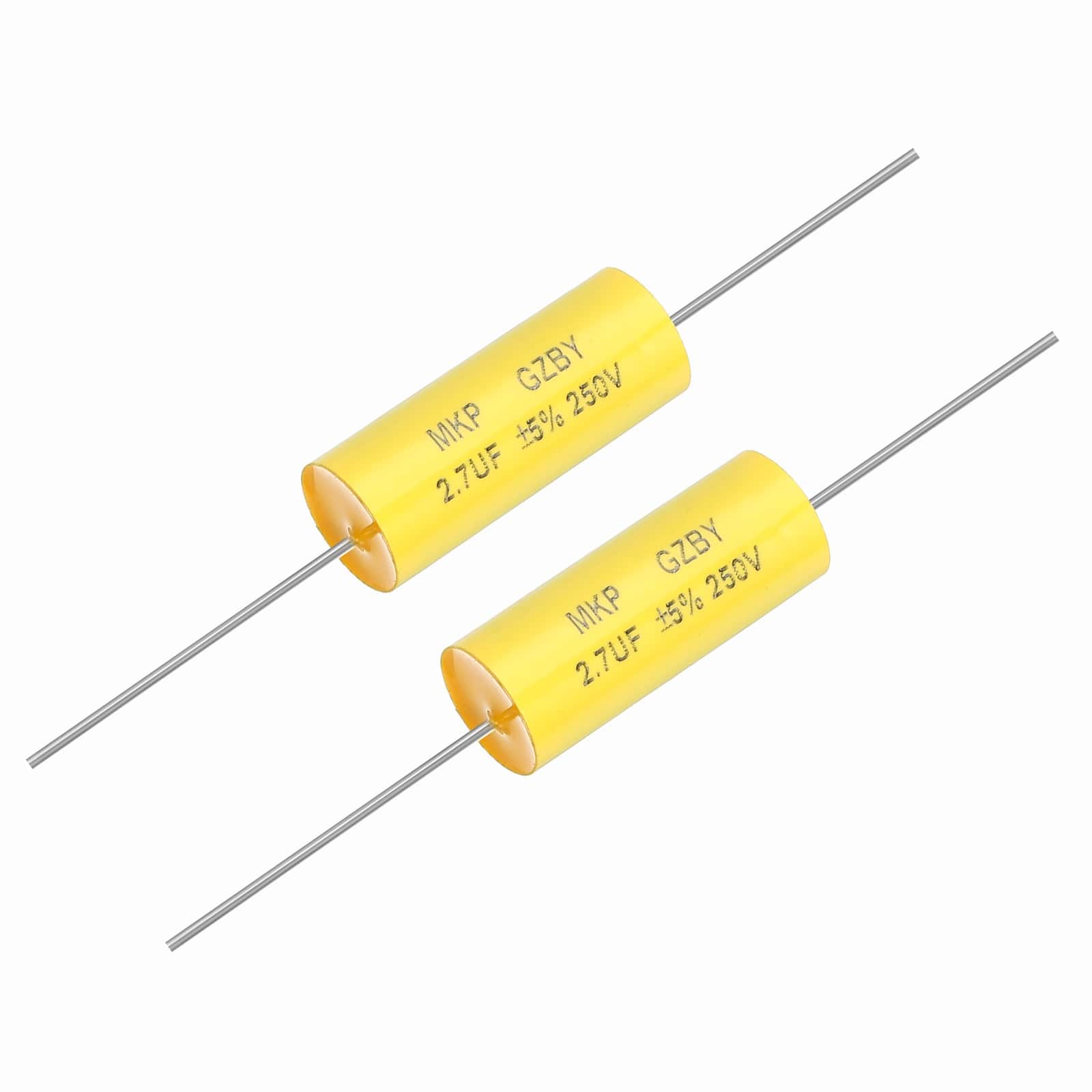 Unique Bargains - 2pcs 2.7uf Frequency Divider Capacitor, 250V Axial Audio Speaker Crossover MKP Film Capacitor - Yellow price history on PriceWatchPro