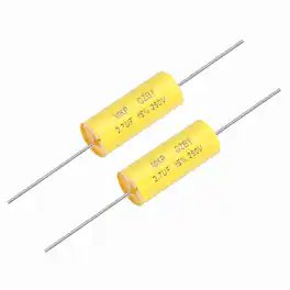 Unique Bargains - 2pcs 2.7uf Frequency Divider Capacitor, 250V Axial Audio Speaker Crossover MKP Film Capacitor - Yellow