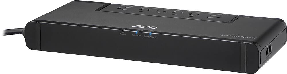 Front. APC - 8-Outlet Surge Protector - Black.