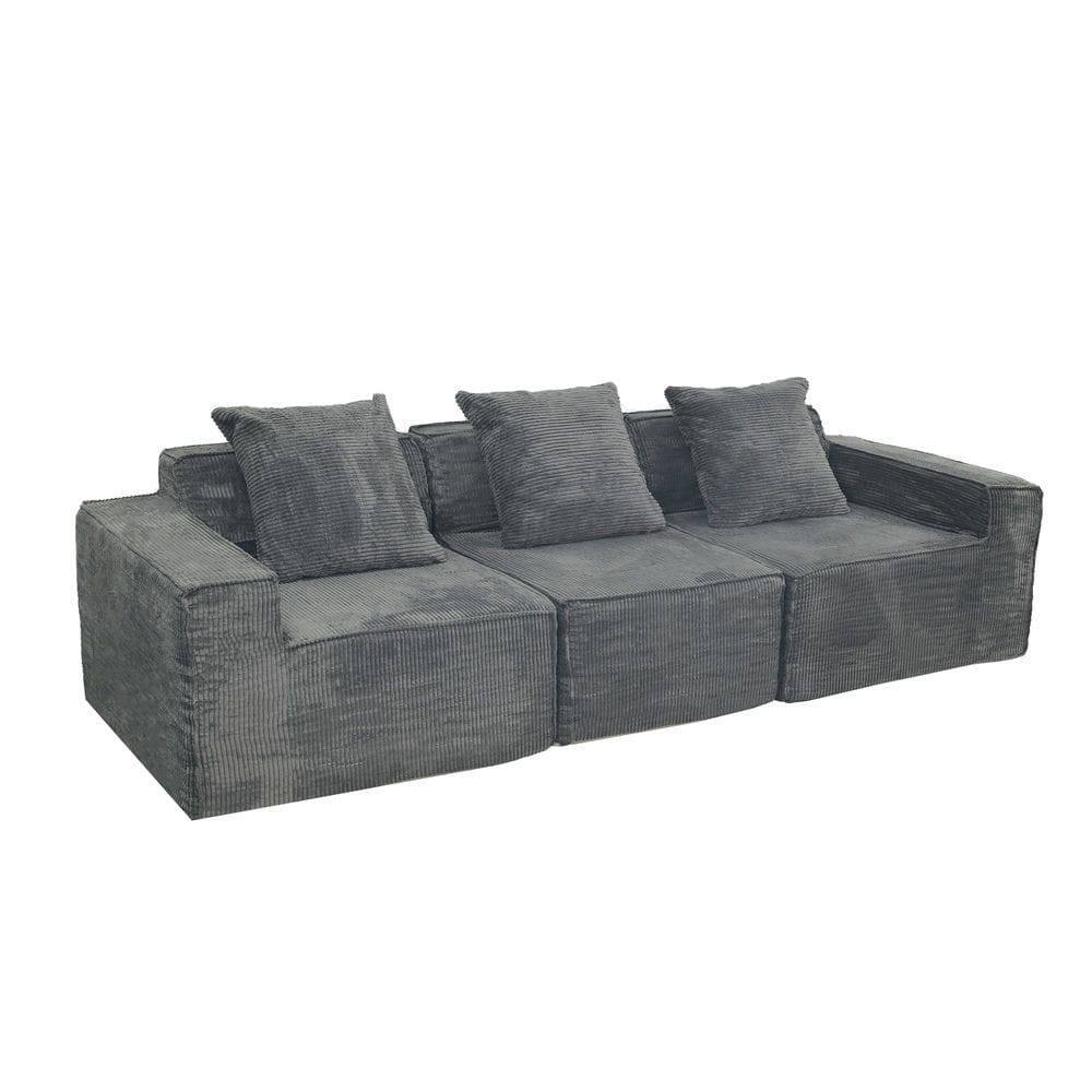 Alt View 6. Kadyn - Convertible Floor Sofa Bed, Chenille Futon Design with Pillow Back Support and Armrests, Dark Grey - Gray.