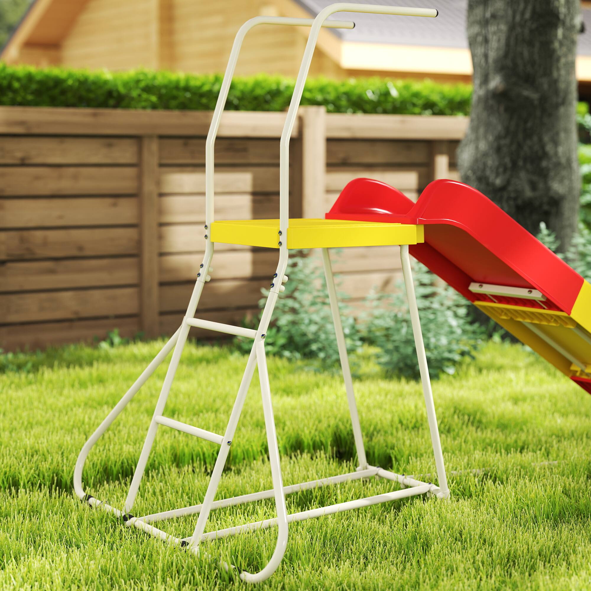 Alt View 4. Qaba - 6ft Metal Slide, Climbing Ladder, 3-8yrs indoor/outdoor.