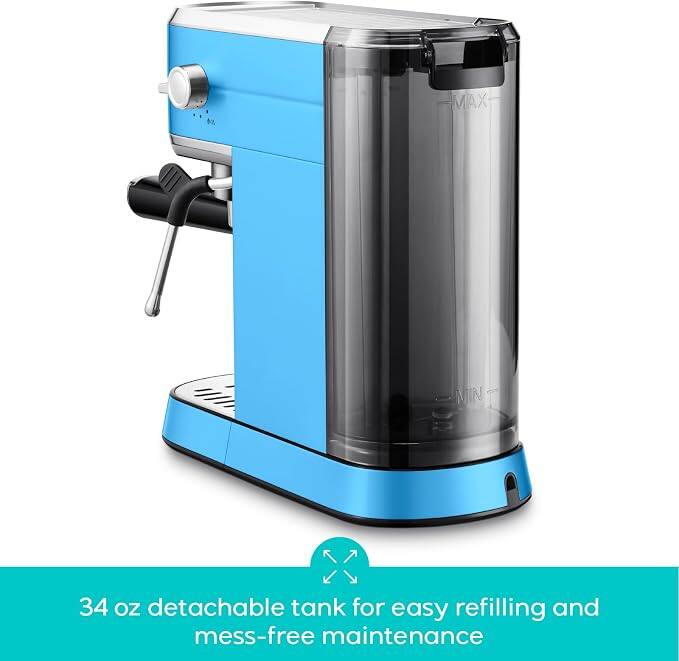 34 oz detachable tank for easy refilling and mess-free maintenance