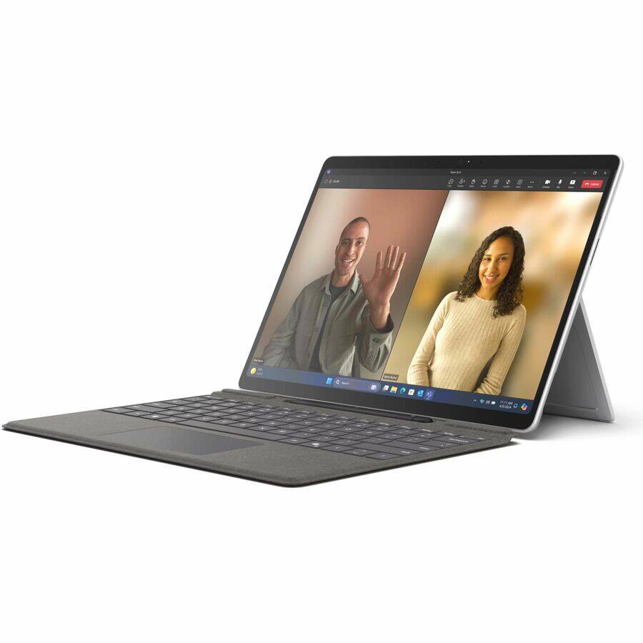 Alt View 3. Microsoft - Microsoft Surface Pro 10 Tablet - 13" - vPro Technology - 32 GB - 1 TB SSD - Windows 11 Pro - Platinum - TAA Compliant - Arctic Gray.