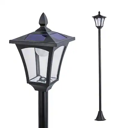 Front. Home Zone Security - Home Zone Security ELI1581V 68 Inch Solar Outdoor Post Lamp, Decorative Garden Landscape Light, Dusk to Dawn.
