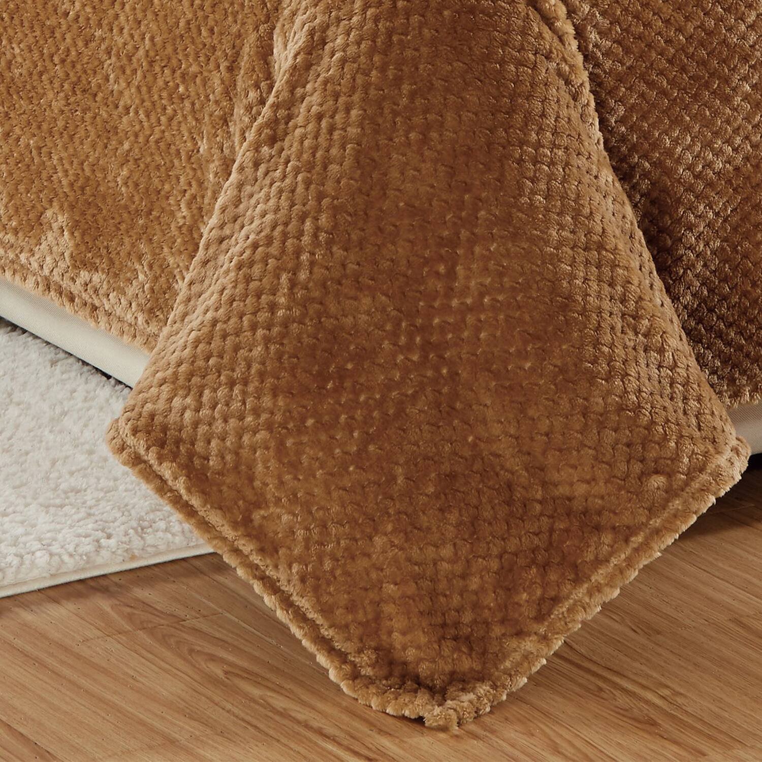 Back. Plazatex - Plazatex Noble House Micro Plush Popcorn Solid Blanket - Twin  66x86"  Taupe - Taupe.
