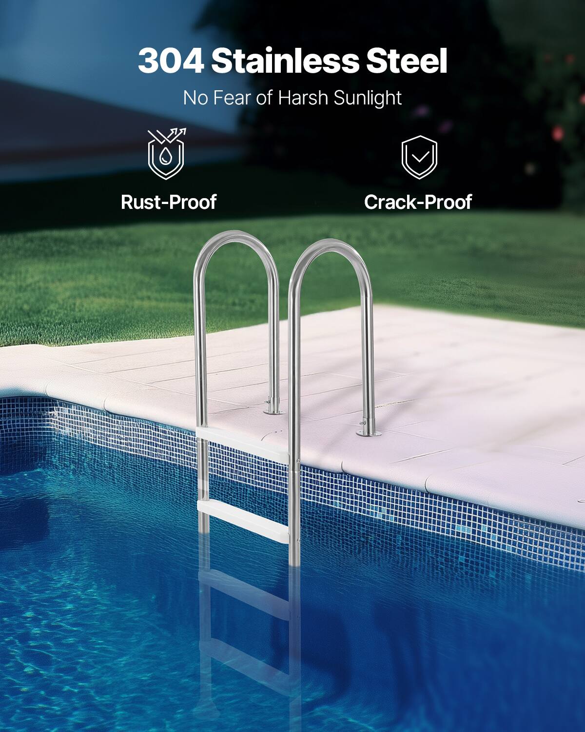 304 Stainless Steel  
No Fear of Harsh Sunlight  
Rust-Proof  
Crack-Proof
