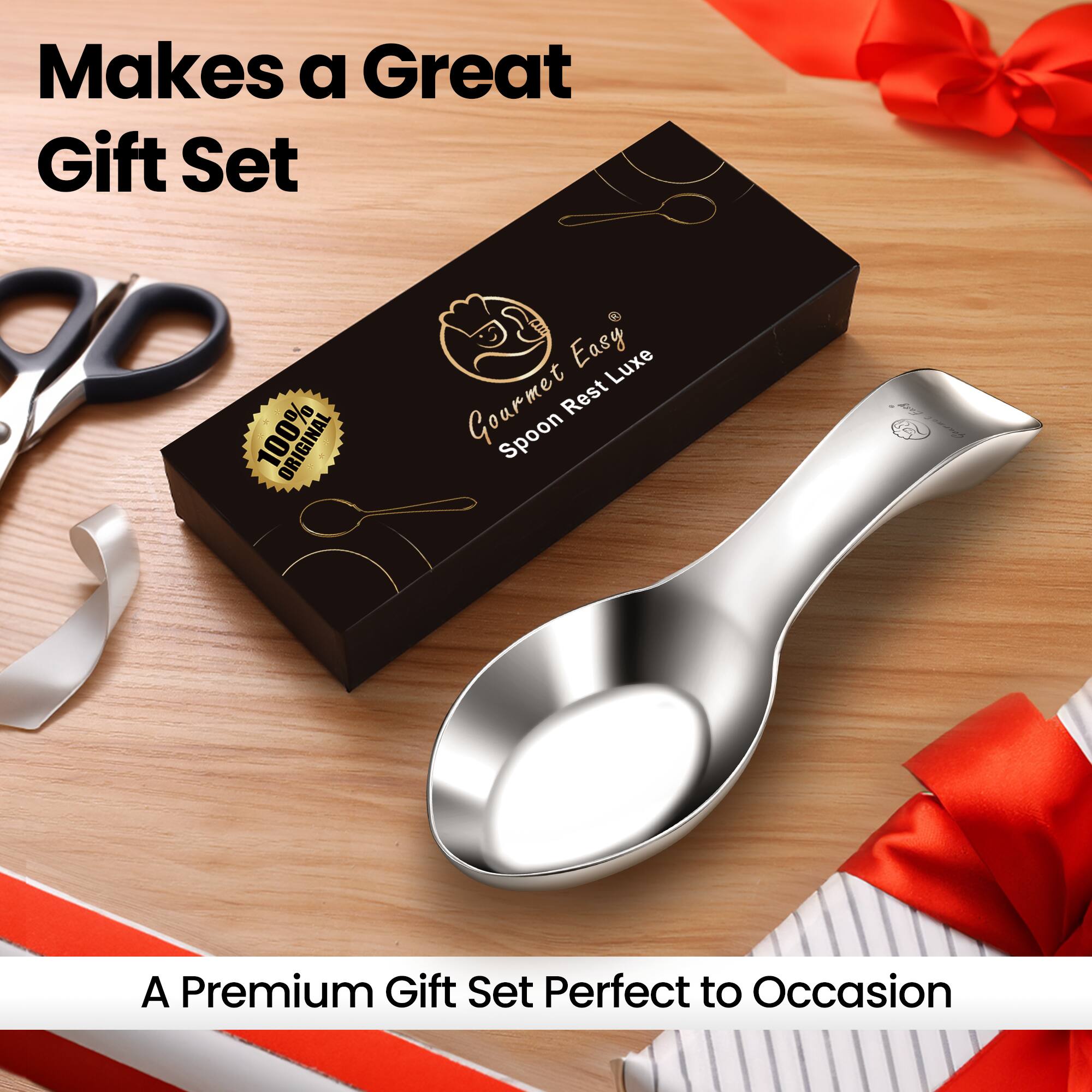 Alt View 2. Gourmet Easy - Break-Proof Kitchen Spoon Rest for Stove Top – Premium Stainless Steel Spoon Holder for Kitchen Counter – Heavy-Duty.