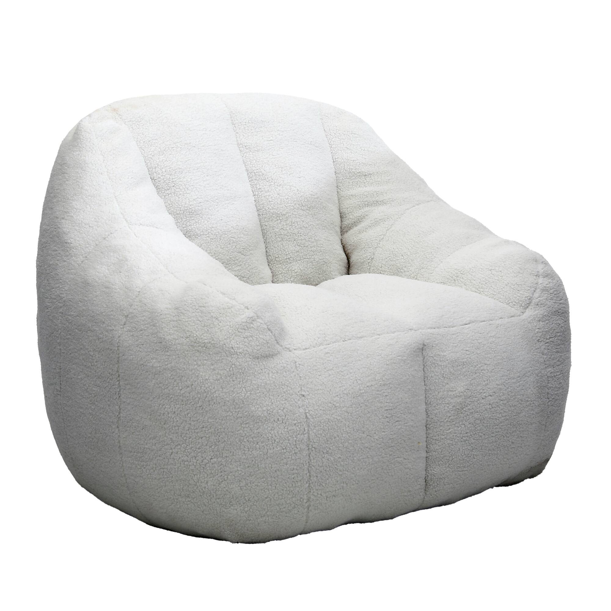 Alt View 4. GOODSILO - Large Faux Fur Bean Bag Chair with Memory Foam Filling for Ultimate Comfort and Support - White.