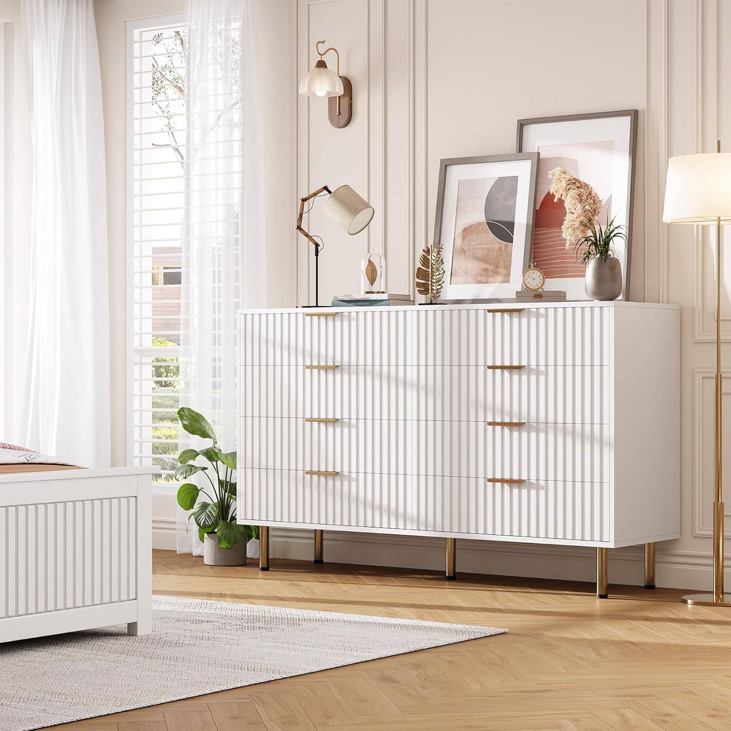 Alt View 2. Acekool - Storage Cabinet Chest of Drawers  8-Drawer Storage Cabinet  for Living Room, Hallway, Entryway - White.