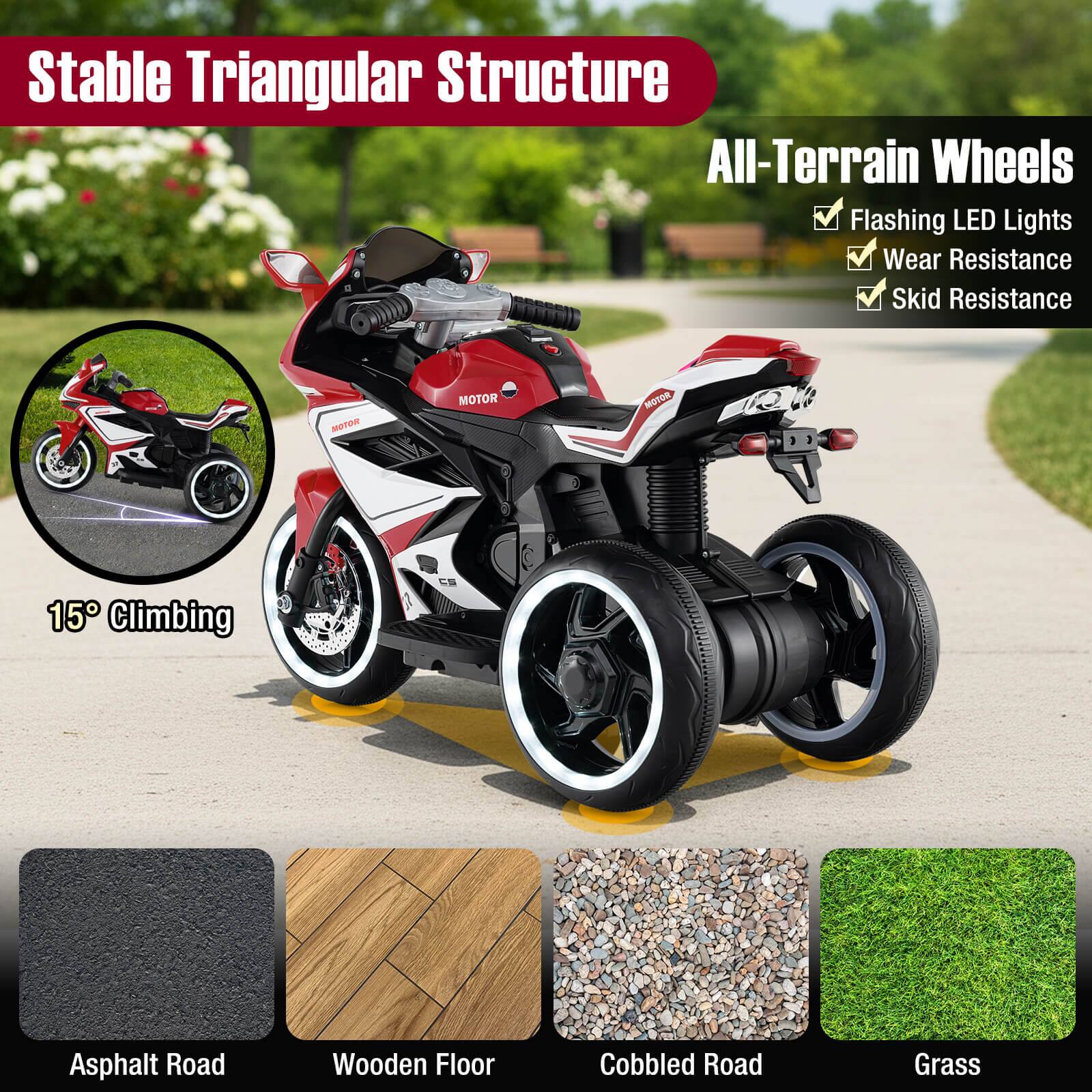 Stable Triangular Structure

All-Terrain Wheels
- Flashing LED Lights
- Wear Resistance
- Skid Resistance

15° Climbing

Asphalt Road
Wooden Floor
Cobbled Road
Grass