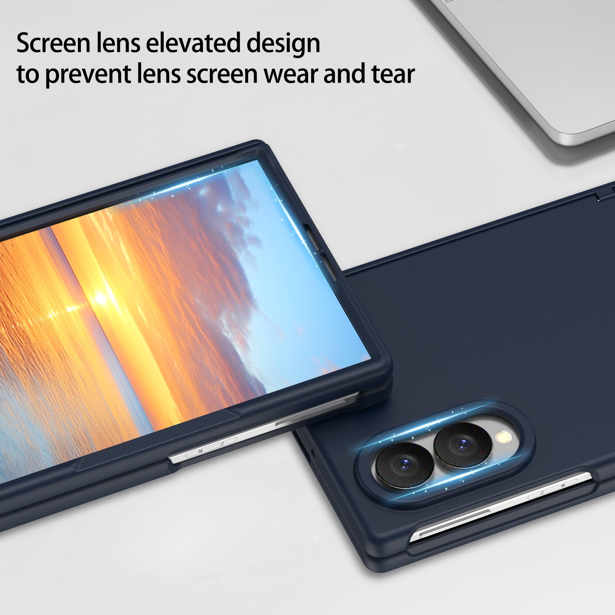 Screen lens elevated design to prevent lens screen wear and tear