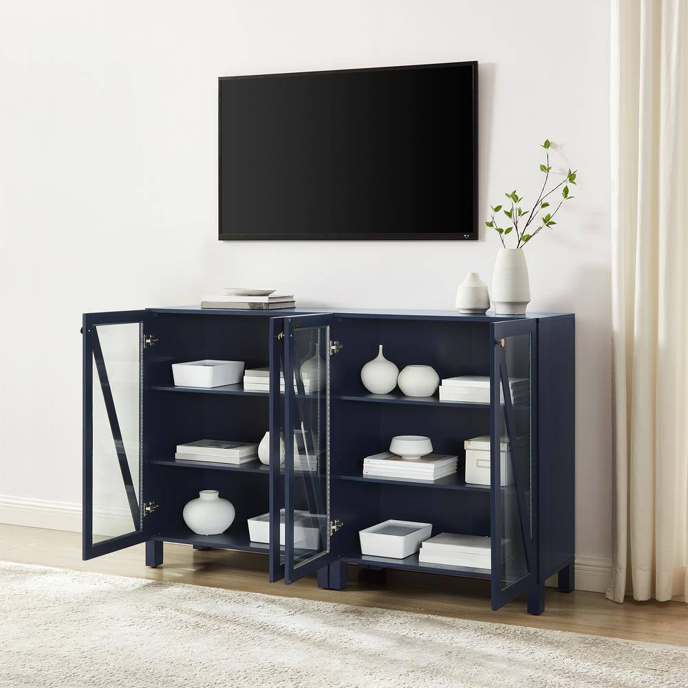 Alt View 9. Crosley Furniture - Cassai 2-Piece Media Sideboard Cabinet Set - 2 Storage Pantries - Navy.