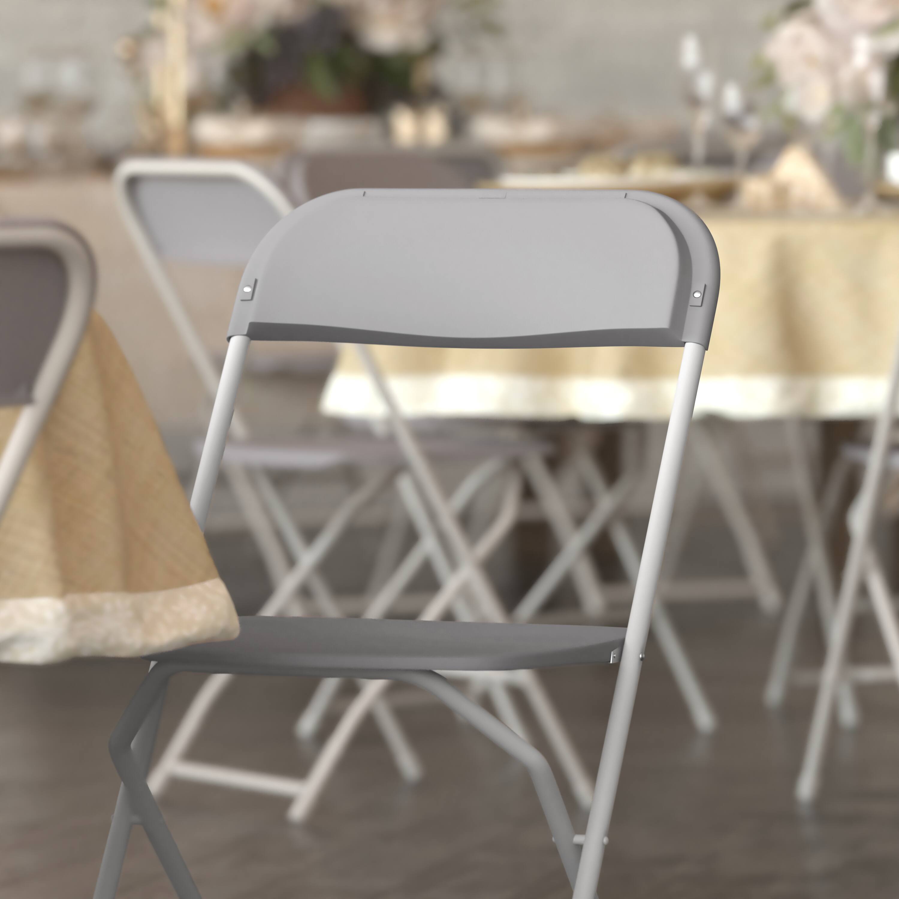 Alt View 5. Emma + Oliver - Plastic Folding Chair - 4 Pack 650LB Weight Capacity - Grey.