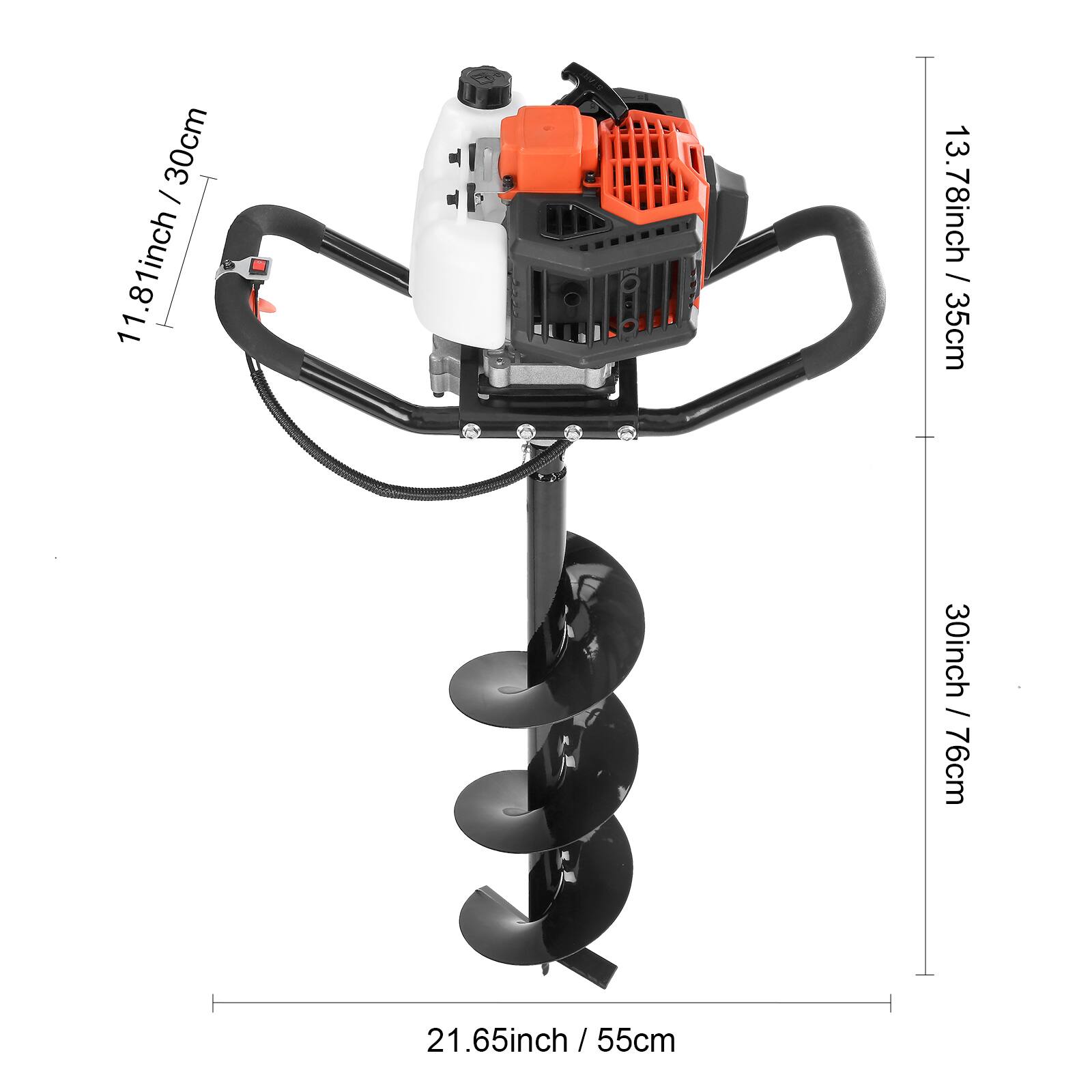 30cm / 11.81inch  
35cm / 13.78inch  
76cm / 30inch  
21.65inch / 55cm