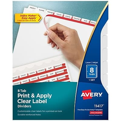 Avery - Index Maker Paper Dividers with Print & Apply Label Sheets, 8 Tabs - White price history on PriceWatchPro