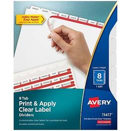 Avery - Index Maker Paper Dividers with Print & Apply Label Sheets, 8 Tabs - White