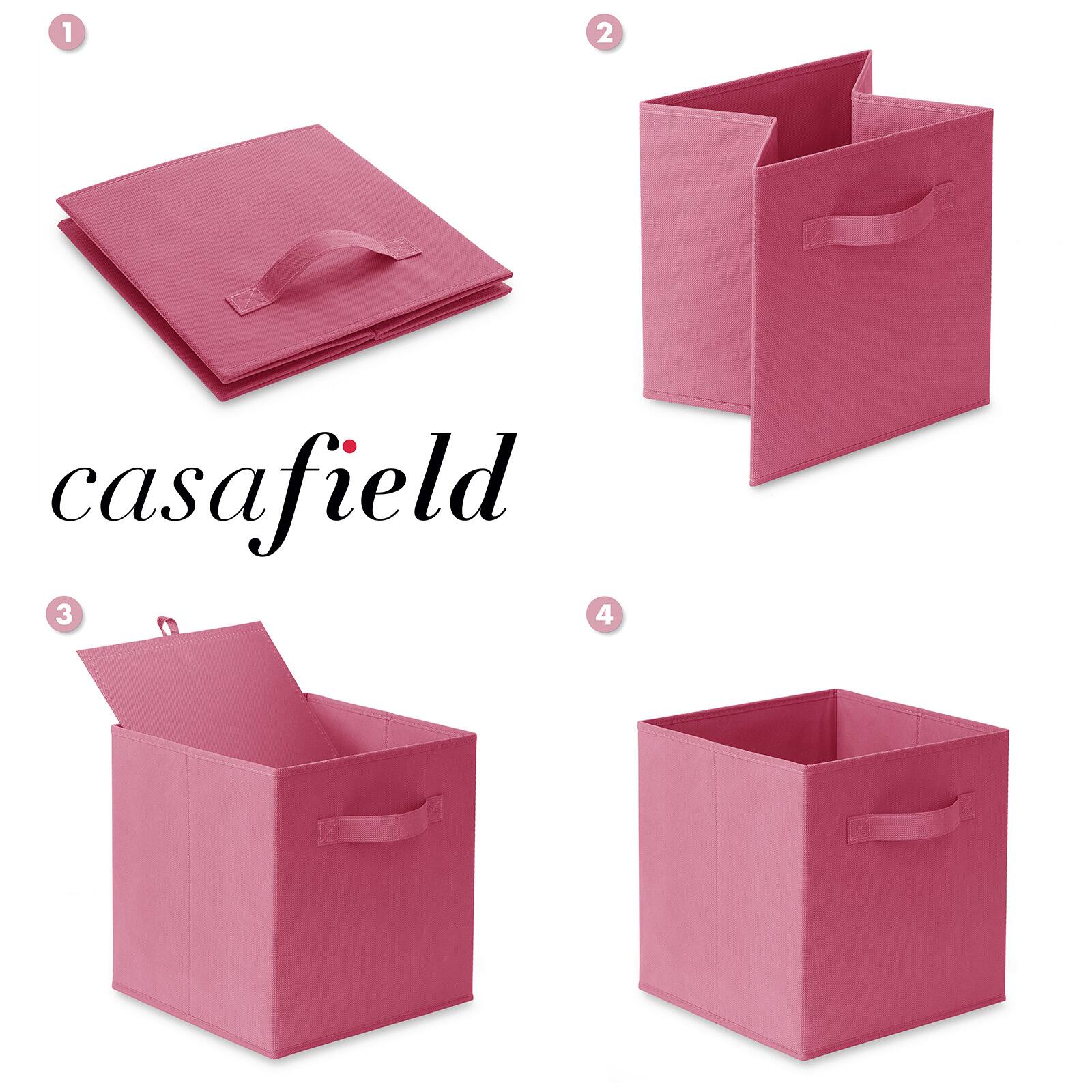 Alt View 5. Casafield - (Set of 6) Collapsible Fabric Cubes - Storage Bins - Hot Pink.