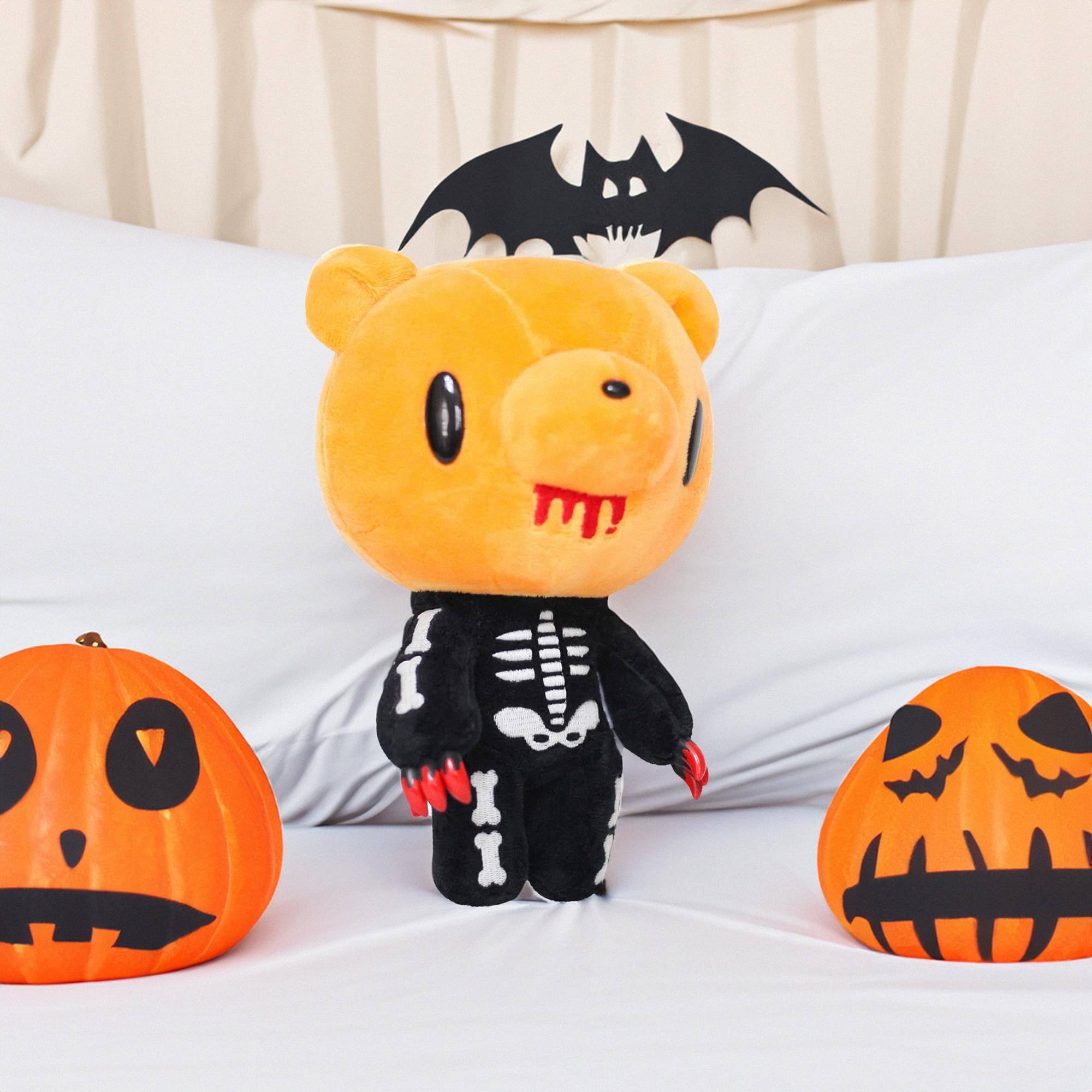 Alt View 3. Great Eastern - Gloomy Bear Bones 8 Inch Collector Plush - Orange.