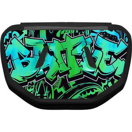 Front. Battle Sports - Battle Sports " Iridescent Graffiti " Chrome Football Back Plate - Youth - Blue/Green - Blue/Green.