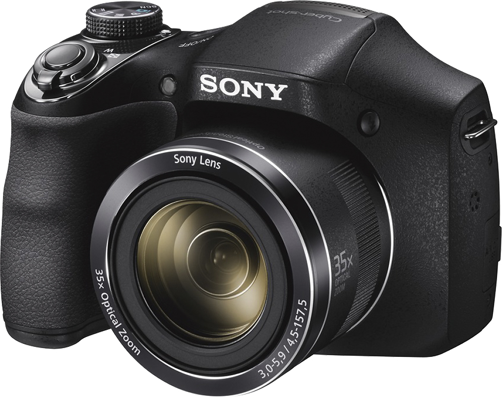 Left View: Sony - DSC-H300 20.1-Megapixel Digital Camera - Black