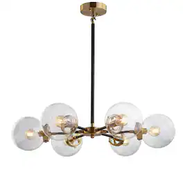 Jonathan Y - Caleb 6-Light 28" Brass Cluster Pendant - Black/Brass Gold