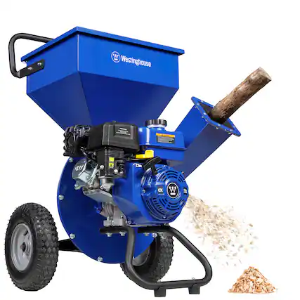 Front. Westinghouse - Gas 3" Wood Chipper/Shredder/Mulcher with 2.8 Bushel Collection Bag for Easy Cleanup - Blue.