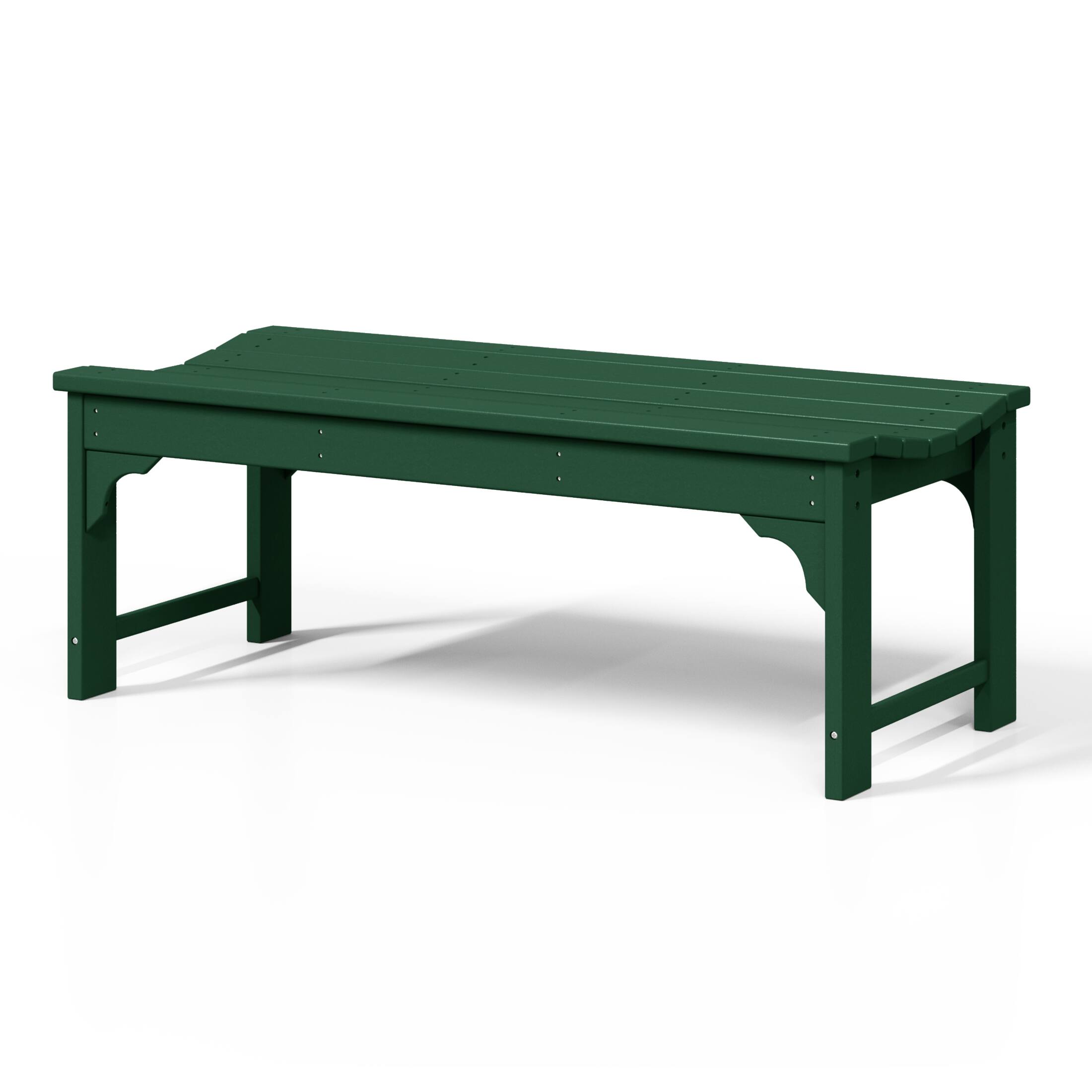 Back. WestinTrends - WestinTrends Malibu 48" length backless Poly Wood Outdoor / Garden bench - Dark Green.