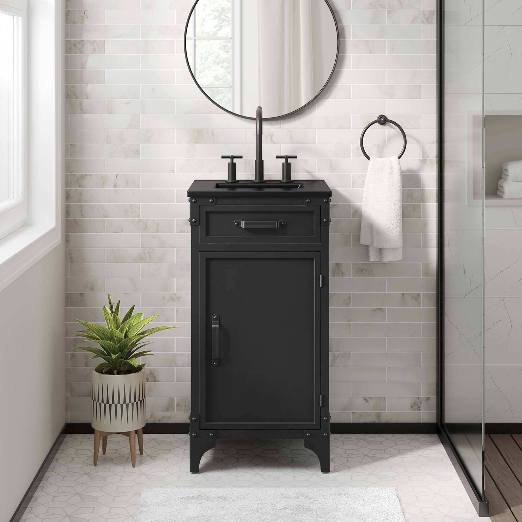 Steamforge Bathroom Vanity Basin Included by Modway - Black Black