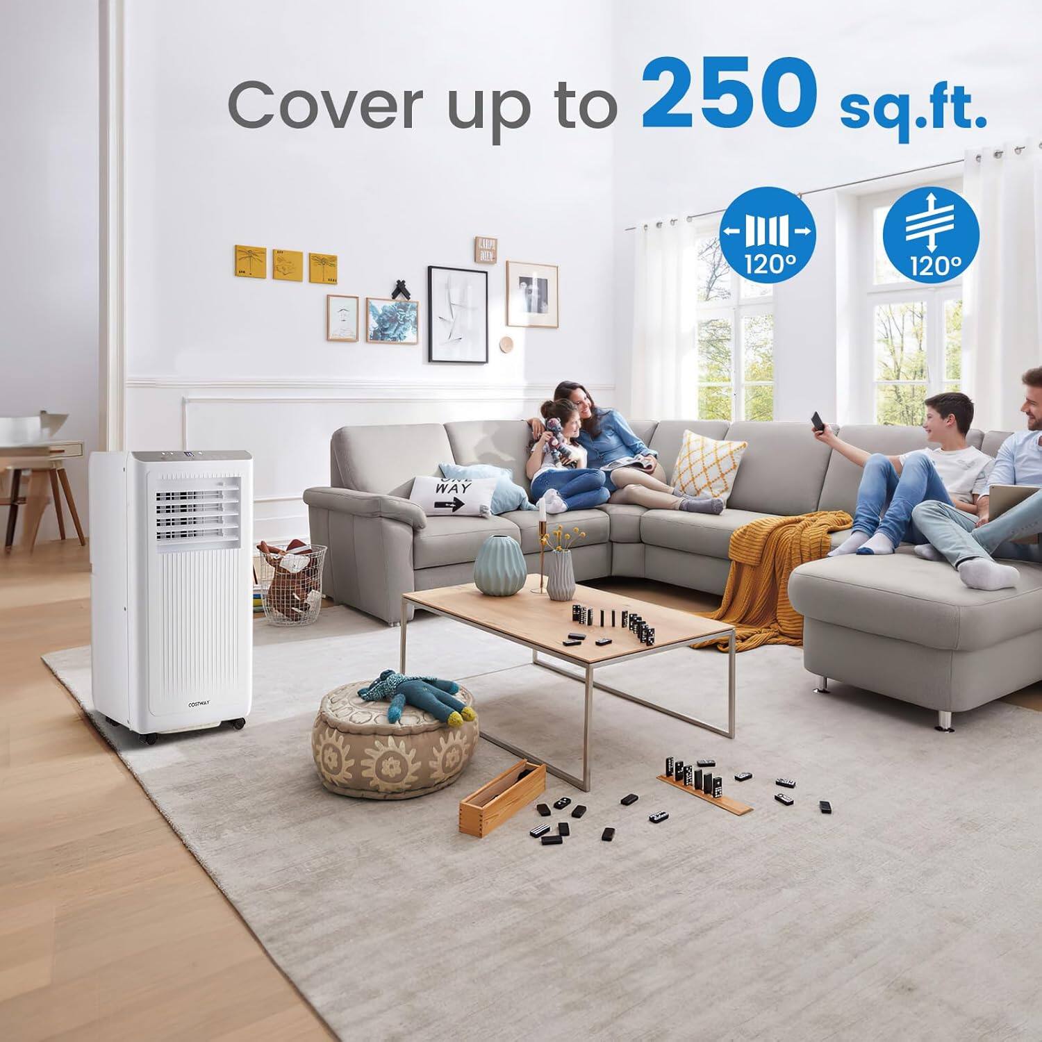 Cover up to 250 sq.ft.  
120°  
120°