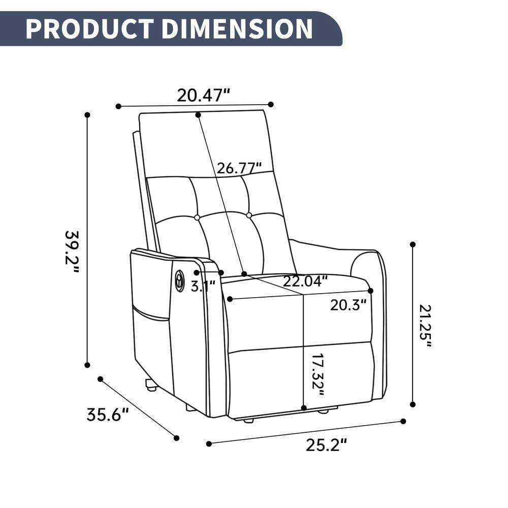 PRODUCT DIMENSION

- Width: 20.47"
- Depth: 26.77"
- Height: 39.2"
- Seat Height: 35.6"
- Armrest Height: 3.1"
- Seat Depth: 22.04"
- Seat Width: 20.3"
- Backrest Height: 21.25"
- Seat Cushion Depth: 17.32"
- Seat Cushion Width: 25.2"