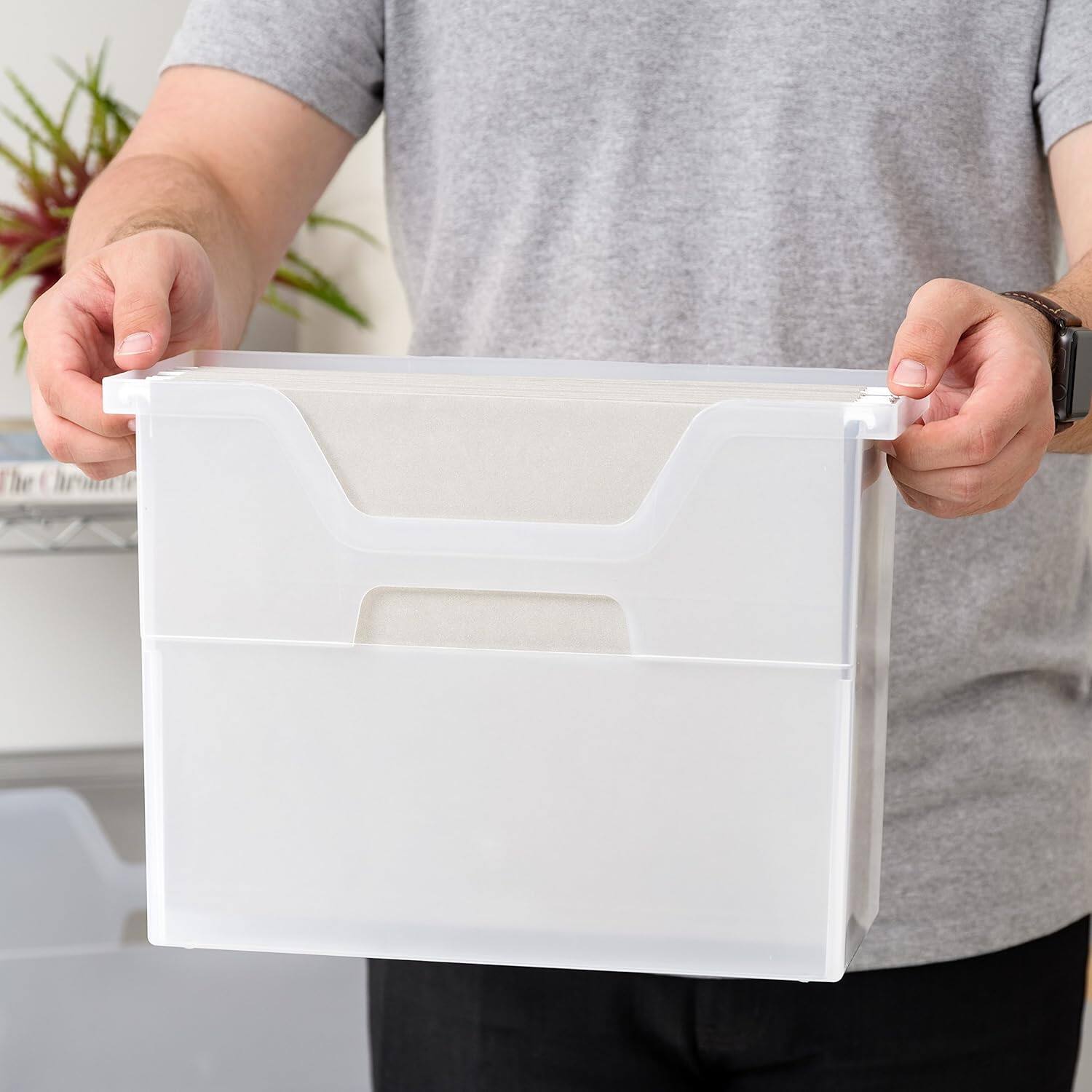Alt View 2. IRIS USA - IRIS Medium Portable Desktop File Box with Open Top, Letter Size, Clear.
