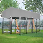 Front. Anysun - Anysun Heavy-Duty Welded Wire Enclosure Outdoor Dog Crate with Roof & Double Lock, 360° Rotating Feeder - Grey.