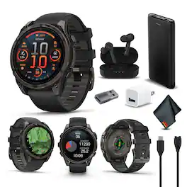 Garmin - fenix 8 47mm AMOLED Sapphire Carbon Gray DLC Titanium with Black Gray Silicone - Gray - (2024)