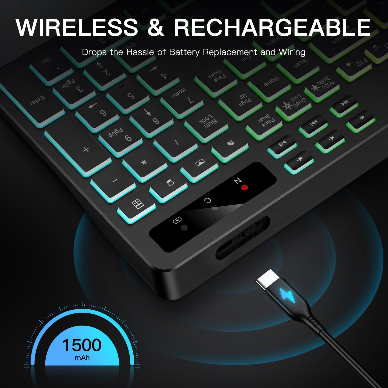 WIRELESS & RECHARGEABLE  
Drops the Hassle of Battery Replacement and Wiring  

1500 mAh