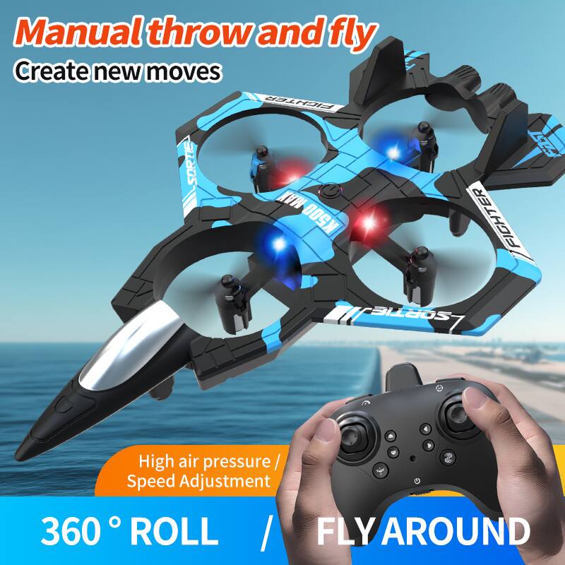 Manual throw and fly  
Create new moves  

FICHTER SORTIE MAN K500 FA1 FIGHTER SORTIE 1  

High air pressure / Speed Adjustment  

360° ROLL / FLY AROUND