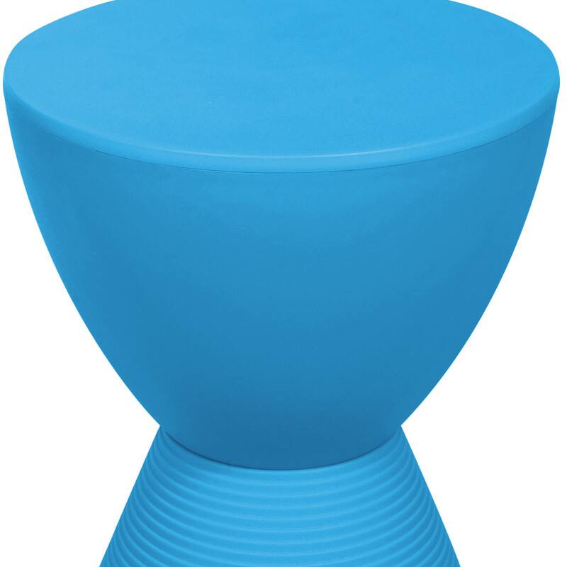 Alt View 1. LeisureMod - Boyd Modern Round Hourglass Accent Side Table, Drum Storage Table with Ribbed Base for Indoor/Outdoor - Blue.