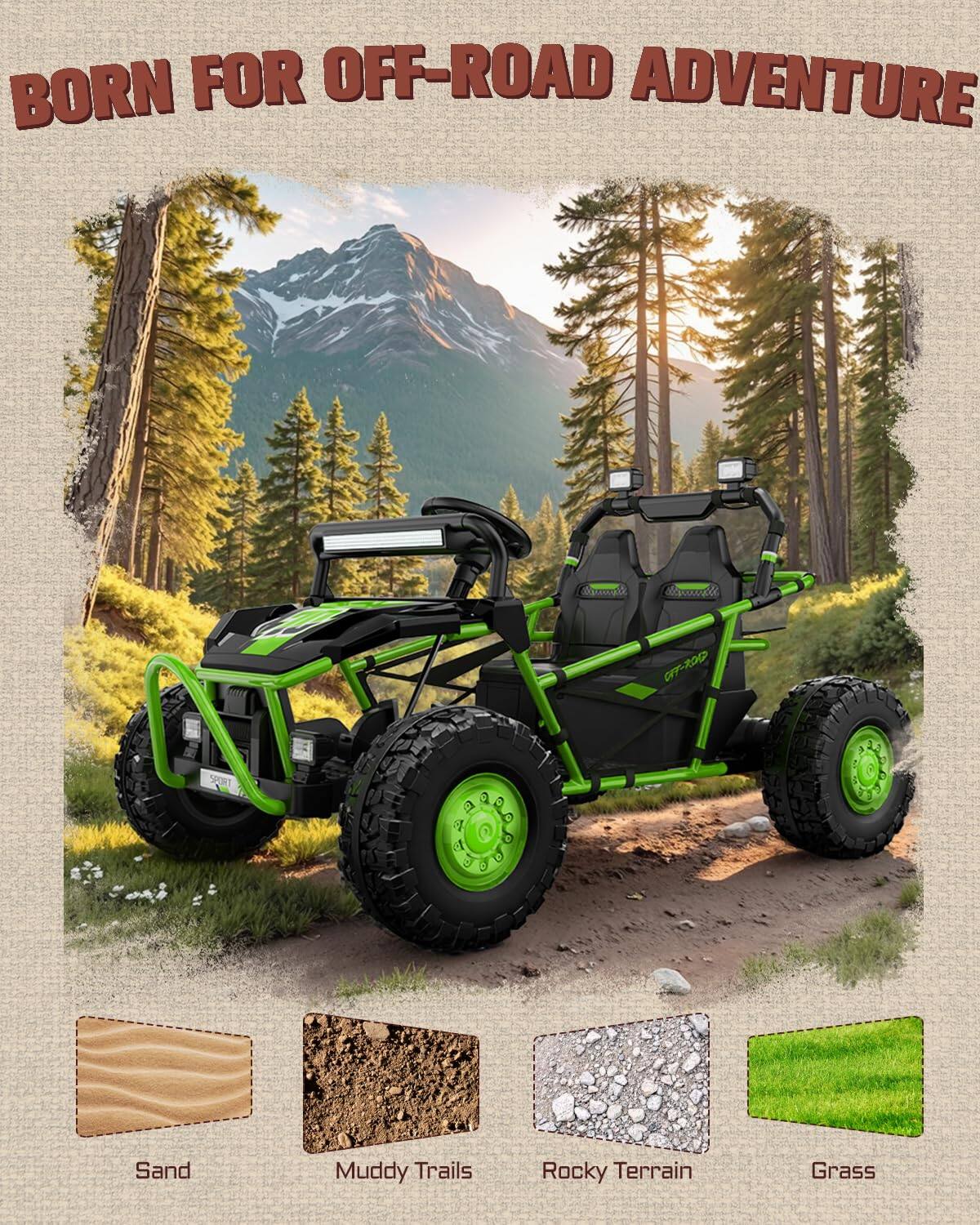 BORN FOR OFF-ROAD ADVENTURE

Sausend Sssek CFT-RO0 SERT 3

a 27 a A

Sand Muddy Trails Rocky Terrain Grass