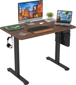 PexFix - Electric Standing Desk 40" for Home Office, Height Adjustable Sit-Stand Desk with Splice Board, 176 lbs Capacity - Brown