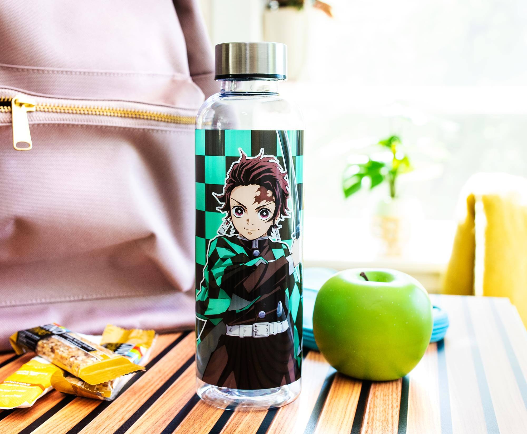 Alt View 3. Surreal Entertainment - Demon Slayer Tanjiro Kamado Plastic Water Bottle | Holds 20 Ounces - Green.