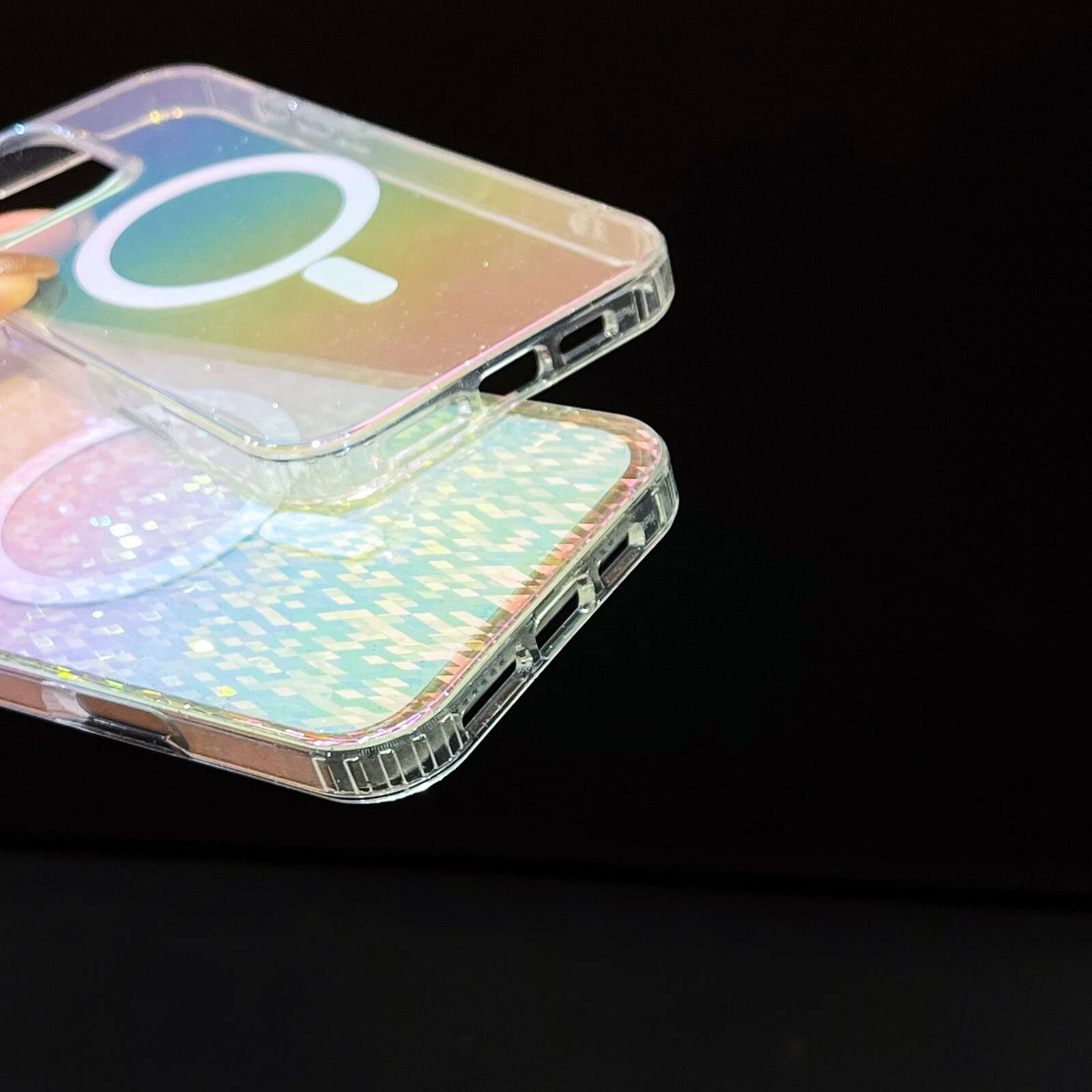 Alt View 4. UUCOVER - For Apple iPhone 16 Pro Max Glitter Magnetic Case, Compatible with Magsafe, Colorful Gradient Bling Transparent Cover - C.