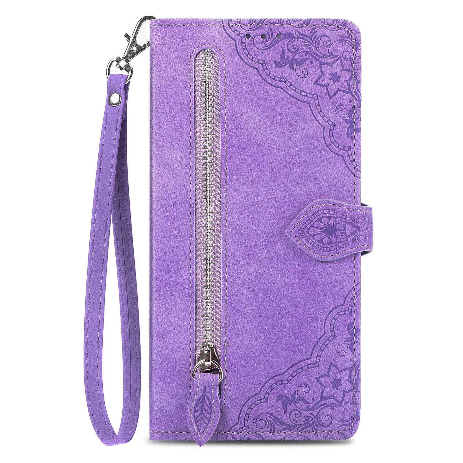 Alt View 2. Dteck - for Apple iPhone Air 2025 Wallet Case,Folio Shockproof PU Leather Card Holder Cover with Zipper Pocket & Wrist Strap - Purple.