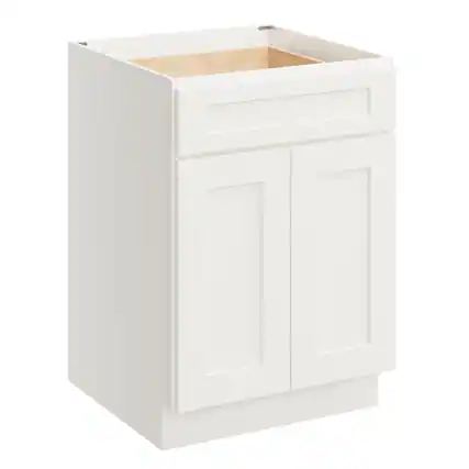 Front. Boyel Living - 24 Inch White Shaker Base Cabinet with Full Overlay and Soft Close Hinges - White Shaker.