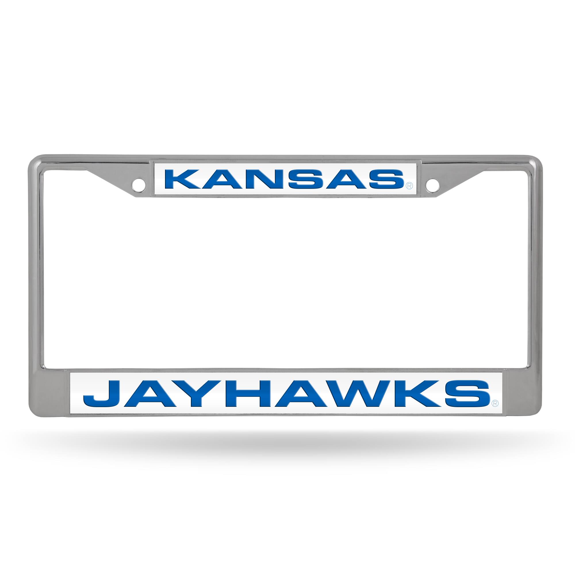 Kansas Jayhawks Chrome Metal License Plate Frame Holder