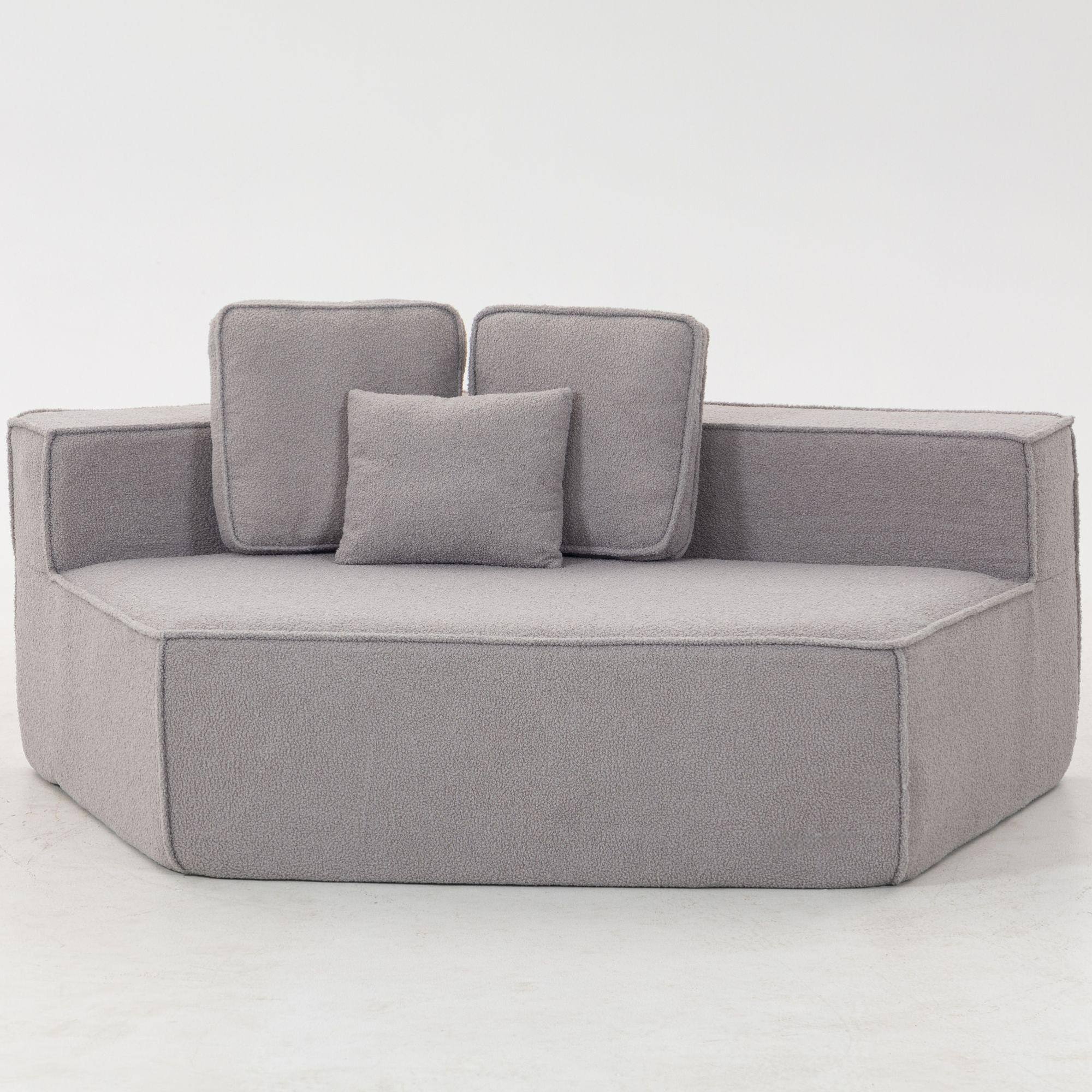 Alt View 8. GOODSILO - Soft Teddy Fleece Single Sofa Chair with Wide Seat and Back Cushions for Cozy Lounging in Small Spaces - Grey.