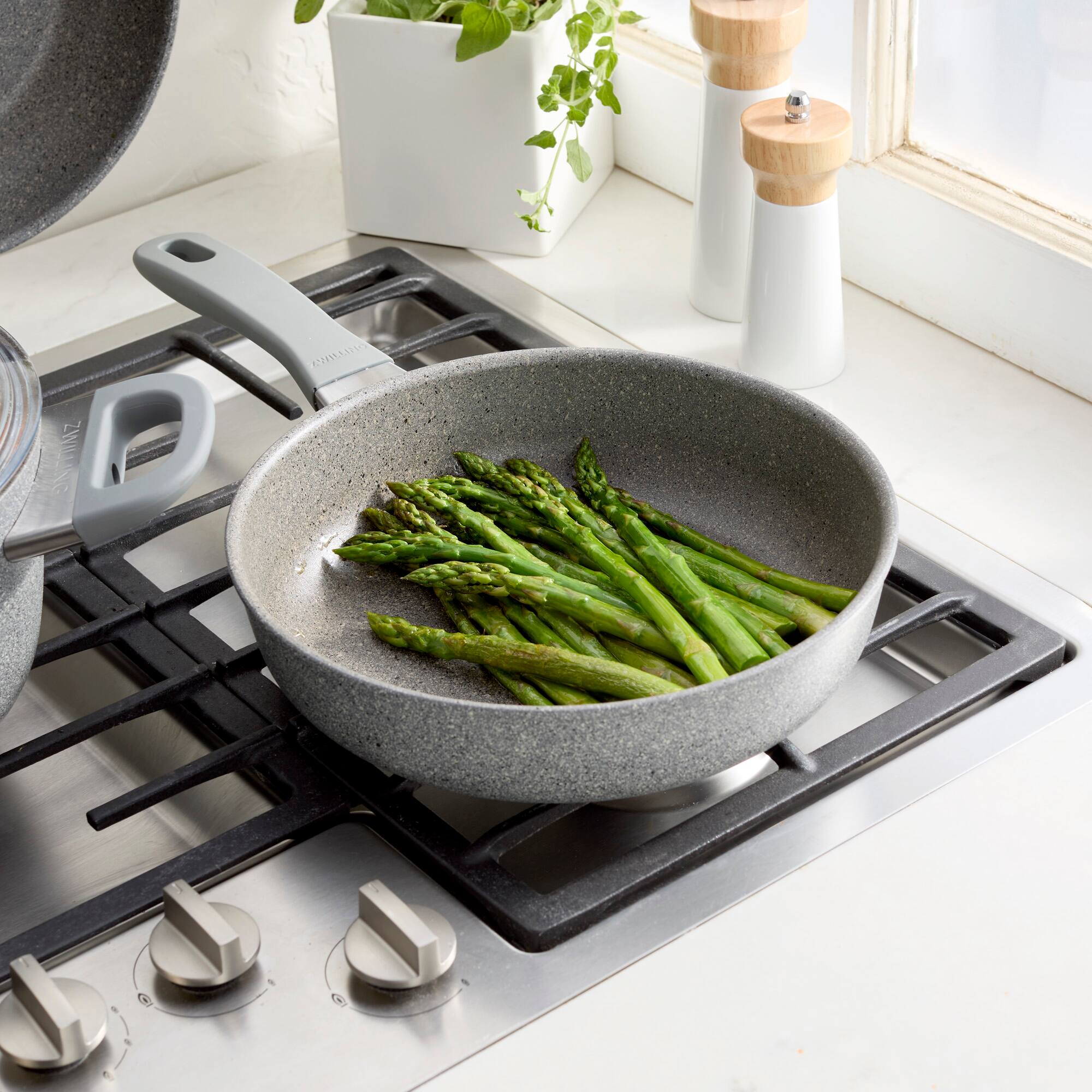 Alt View 3. ZWILLING - ZWILLING Parma Plus 10-pc Aluminum Nonstick Cookware Set - Grey.