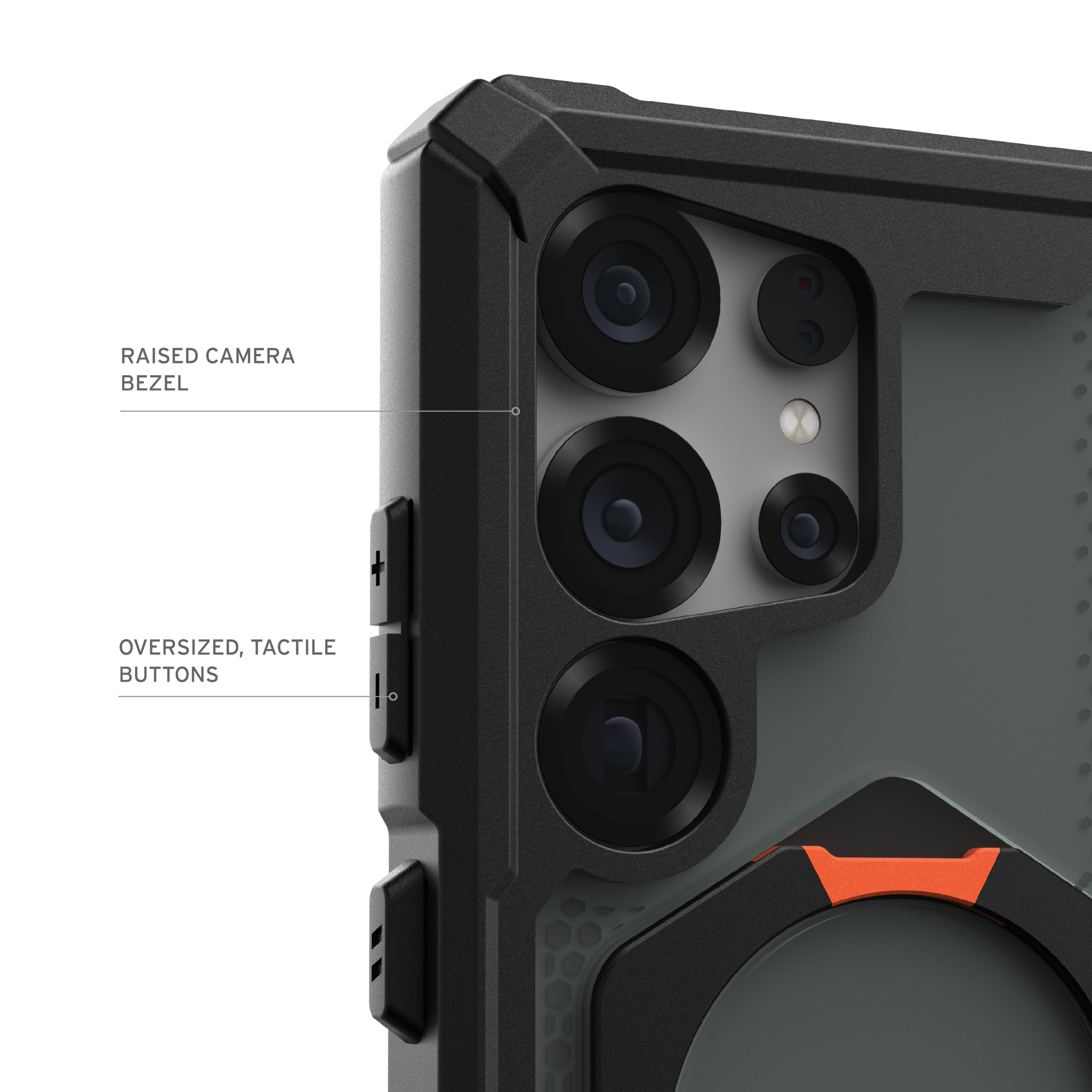 Left. UAG - Plasma XTE w/Magnet for Galaxy S25 Ultra - Black/Orange.